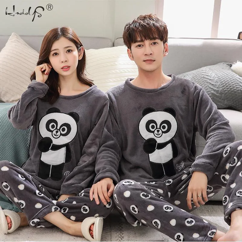 Women Winter Warm Pajamas For Unisex Couple Cartoon Pyjama Sets Animal Pyjama Suit Sleepwear Women Men Home Clothing Pijamas