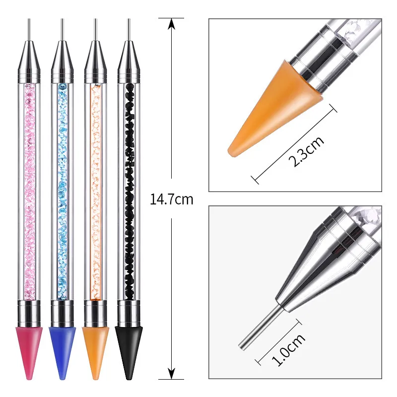 Двухсторонние Rhinestone Picker Pen Wax Gel Nail ногтей Маникюр Инструмент горный хрусталь расставить карандаш искусства ногтя инструменты RRA3177