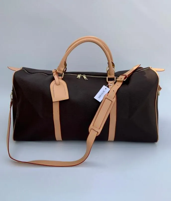 Bolsas de lona TAMAÑO 60 CM negro marrón PVC flor vacaciones moda Hombres Mujeres bolsa de viaje equipaje Bolsos de diseño gran capacidad deporte al aire libre tote 51885