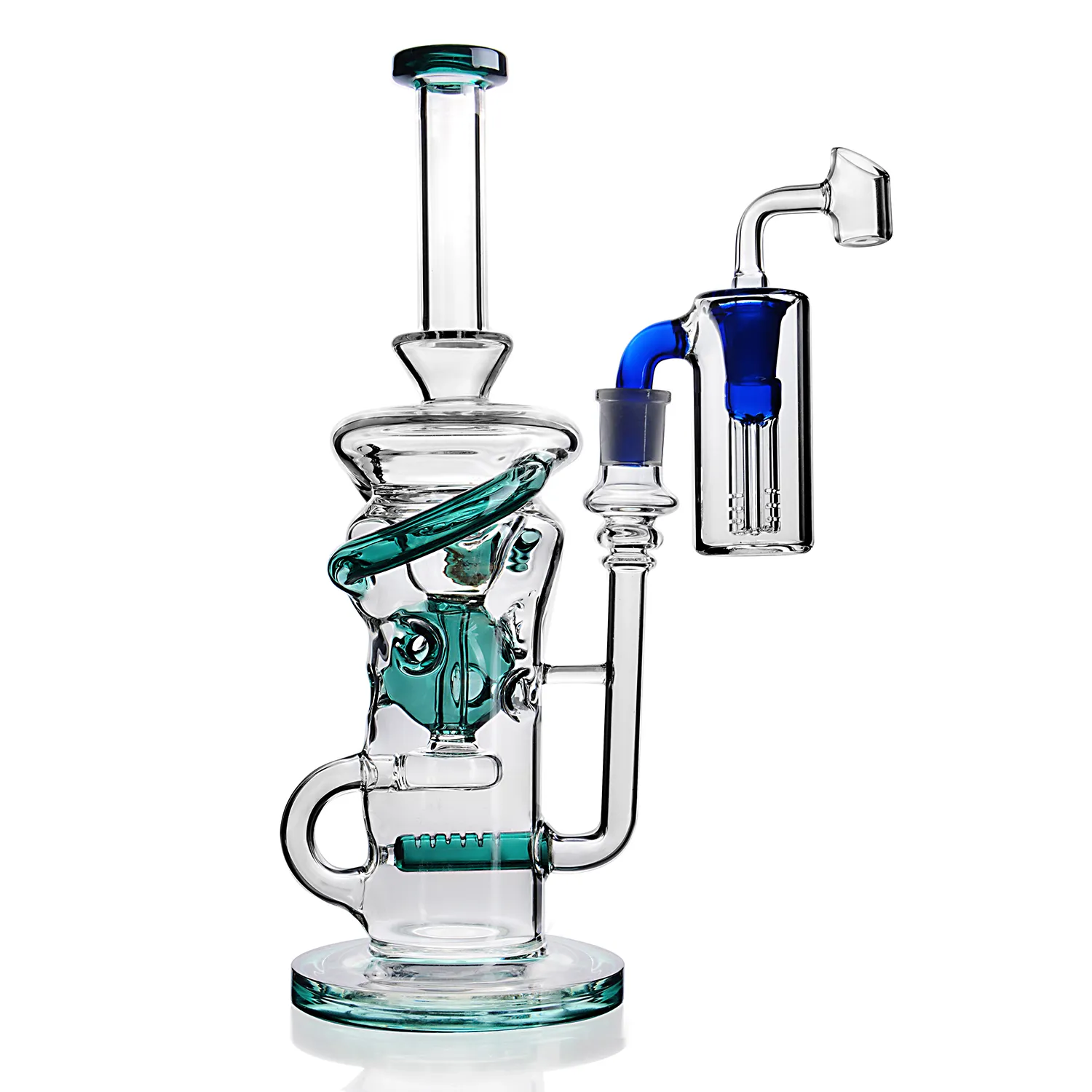 Rig vidro Água Bongos Oil Pipes Recycler Dab Bong água Com 14 milímetros Ash Catcher vidro Bubbler Banger Dabber Caliane Hitman vidro