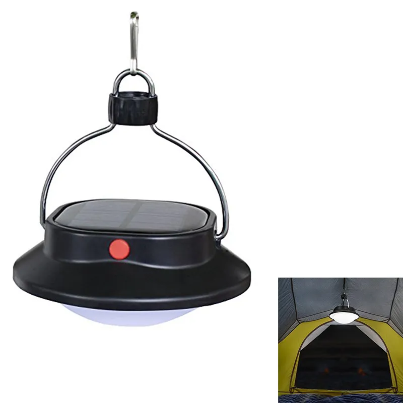 キャンプランタンポータブル屋外照明ソーラー充電可能なハンギングテントライト60 LEDナイトライト付き5つの照明モード