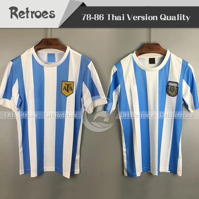 978 1986 Argentina Camisa de futebol Retro Versão 86 78 Home Maradona Qualidade Camisetas de Futebol Camisa