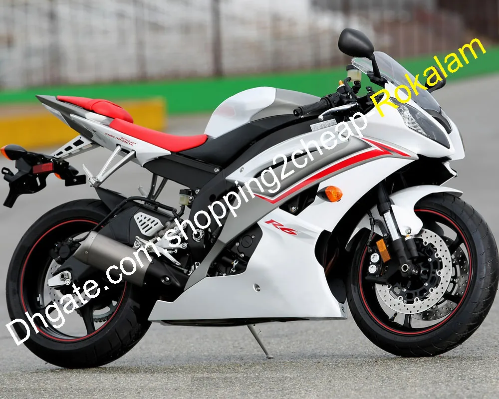 ل Yamaha YZF600 R6 YZF 600 أحمر أبيض رمادي دراجة نارية ما بعد البيع Fairing 2008 2009 2012 2011 2012 2012 2014 - 2016 (حقن صب)