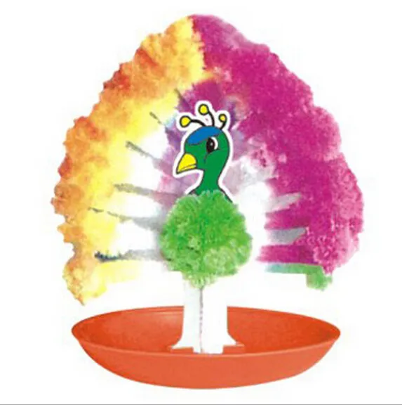 2020 50PCS/LOT 85mm H Multicolor Paper Growing Mystic Peacock Tree Magic Flamingo Christmas Trees Kids Science Discovery Toys Novelty Funny