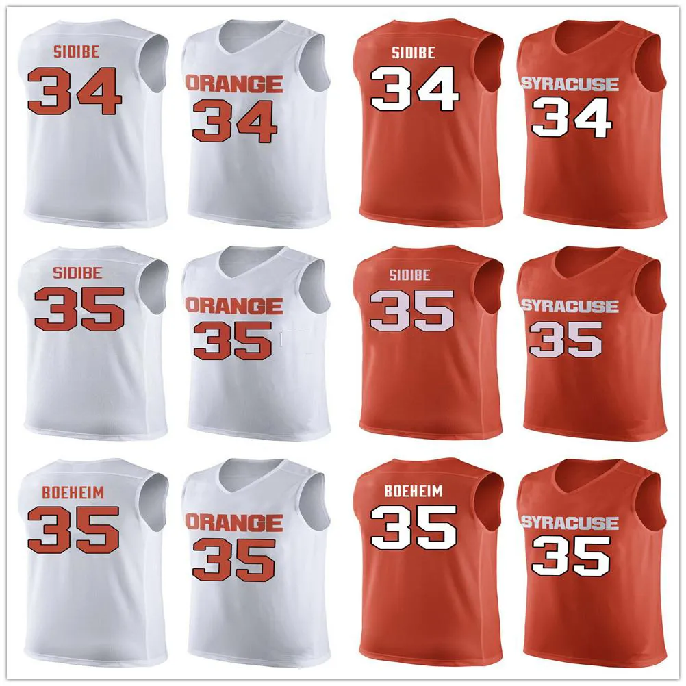 Syracuse Orange College #34 Bourama Sidibe #35 농구 유니폼 버디 보헤미 남성 Ed 사용자 정의 번호 이름 유니폼