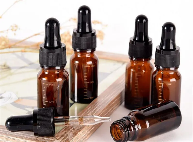 Yeni Sağlık 10 ml derece mark Amber Cam Damlalık Doldurulabilir Çay Ağacı Yağı Uçucu Aromaterapi Parfüm Konteyner Sıvı Pipet Şişe