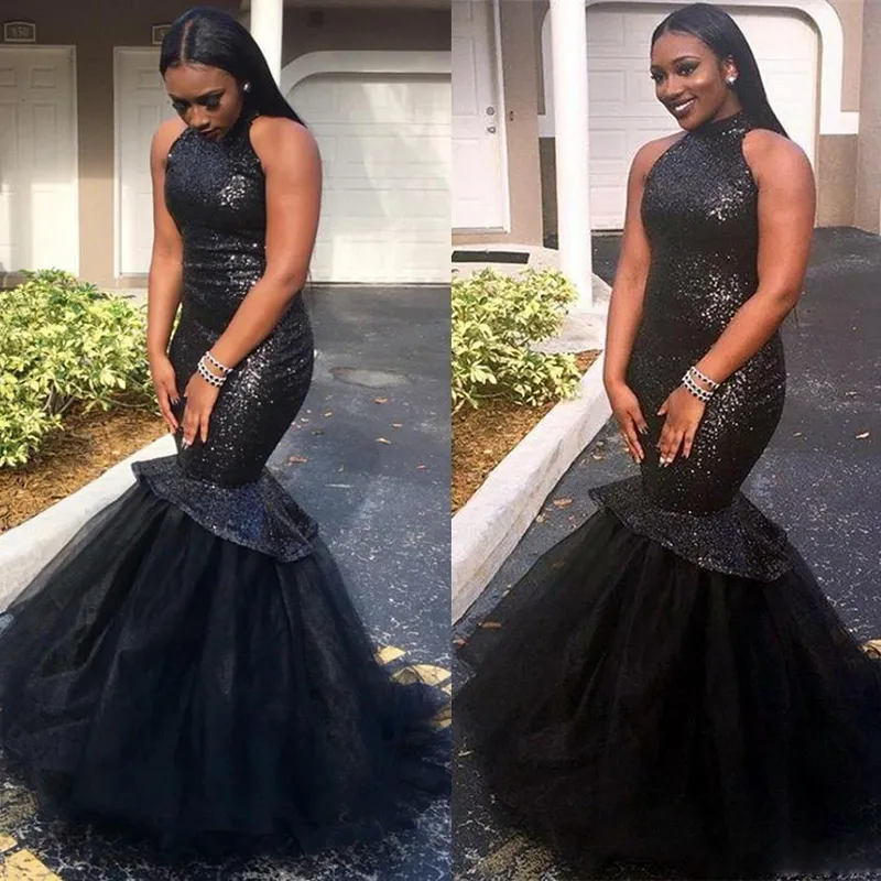 2019 Fashion Formal Evening Gown Elegant Black High Neck Black Sequin Peplum Cocktail Party Dress With Sweep Train And Tulle From Xzy1984316 136.69 DHgate.Com
