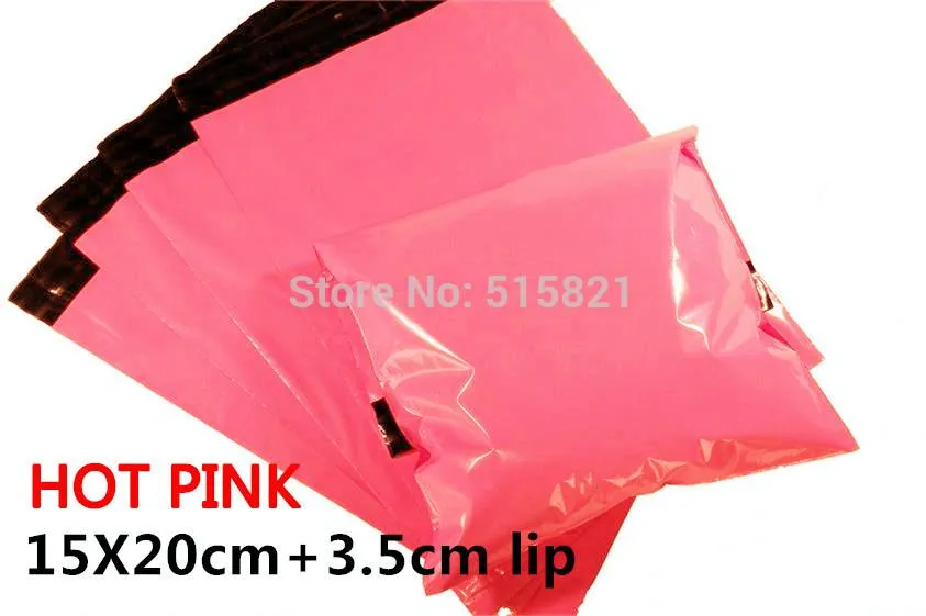 Großhandel - [CNKLP] -hot Rosa 15x20cm + 3,5 cm Lippe Co-Extrudierte mehrschichtige Selbstdichtung Poly Mailer Taschen Hüllkurve [100 stücke]