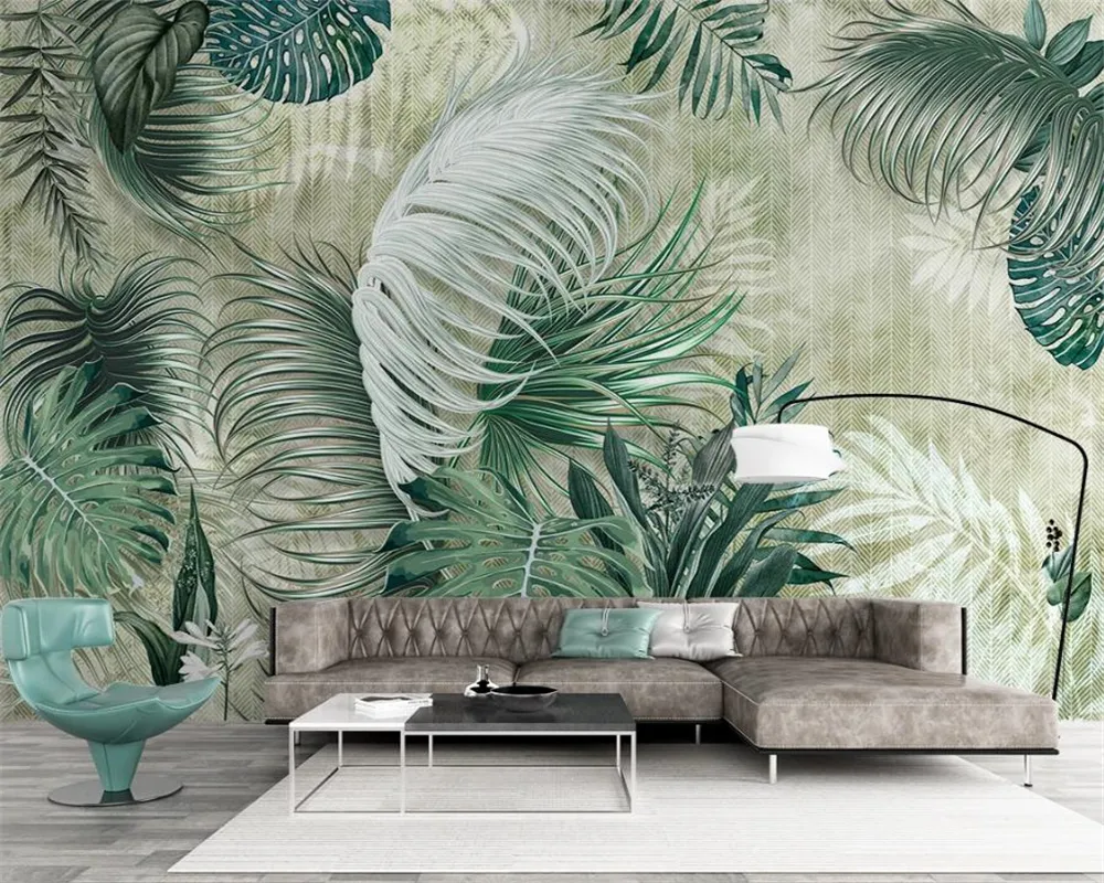 Wallpaper 3d moderna Nordic Pianta tropicale Banana Leaf semplice moderna Soggiorno Camera da letto Wallcovering HD