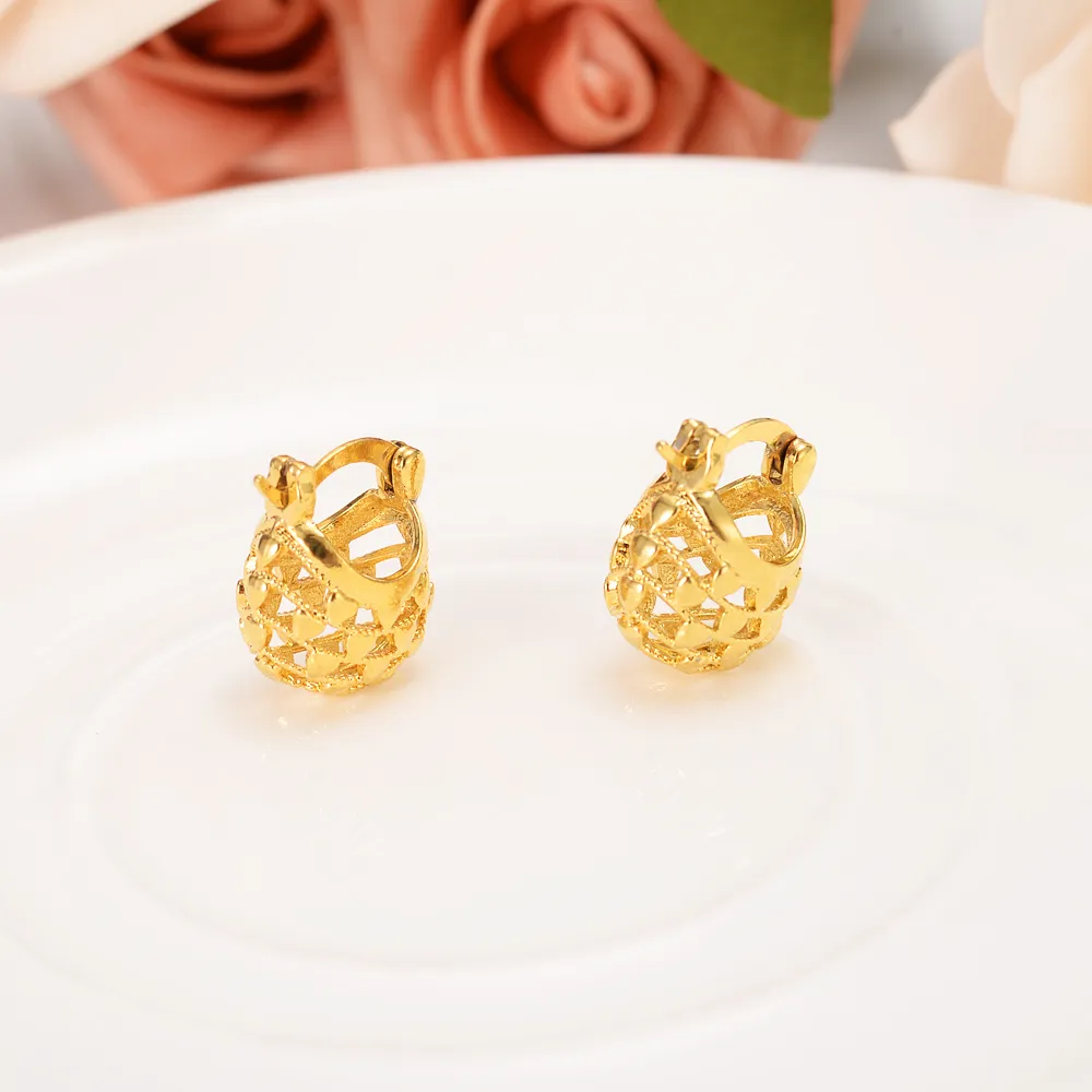 Boucles d'oreilles soudanaises, bijoux fins, 22 K 24 K, Baht thaïlandais, plaqué or jaune, cerceau arabe et africain, breloques de mariage mignonnes pour enfants, fête