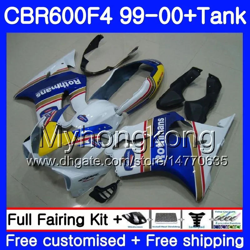 Bodys + Tank för Honda CBR 600 F4 FS CBR 600F4 CBR600F4 99 00 287HM.40 Rothmans Blue Hot CBR600FS CBR600 F 4 CBR600 F4 1999 2000 Fairing Kit