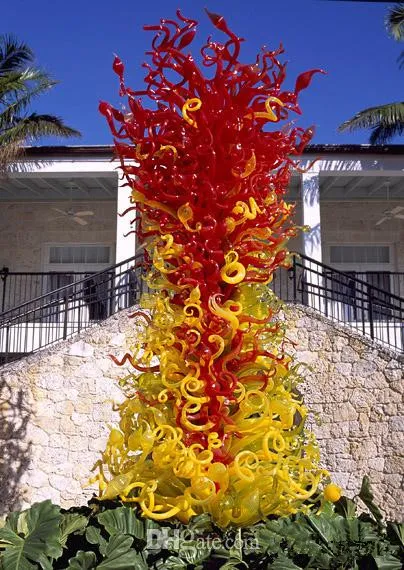 Kwiat Drzewo Lampa Hotel Foyer Kolorowe Murano Ręcznie Dmuchanie Rzeźba Outdoor Ogrodowa Sztuka Dekoracja Stojąca szklana podłogowa Lampy