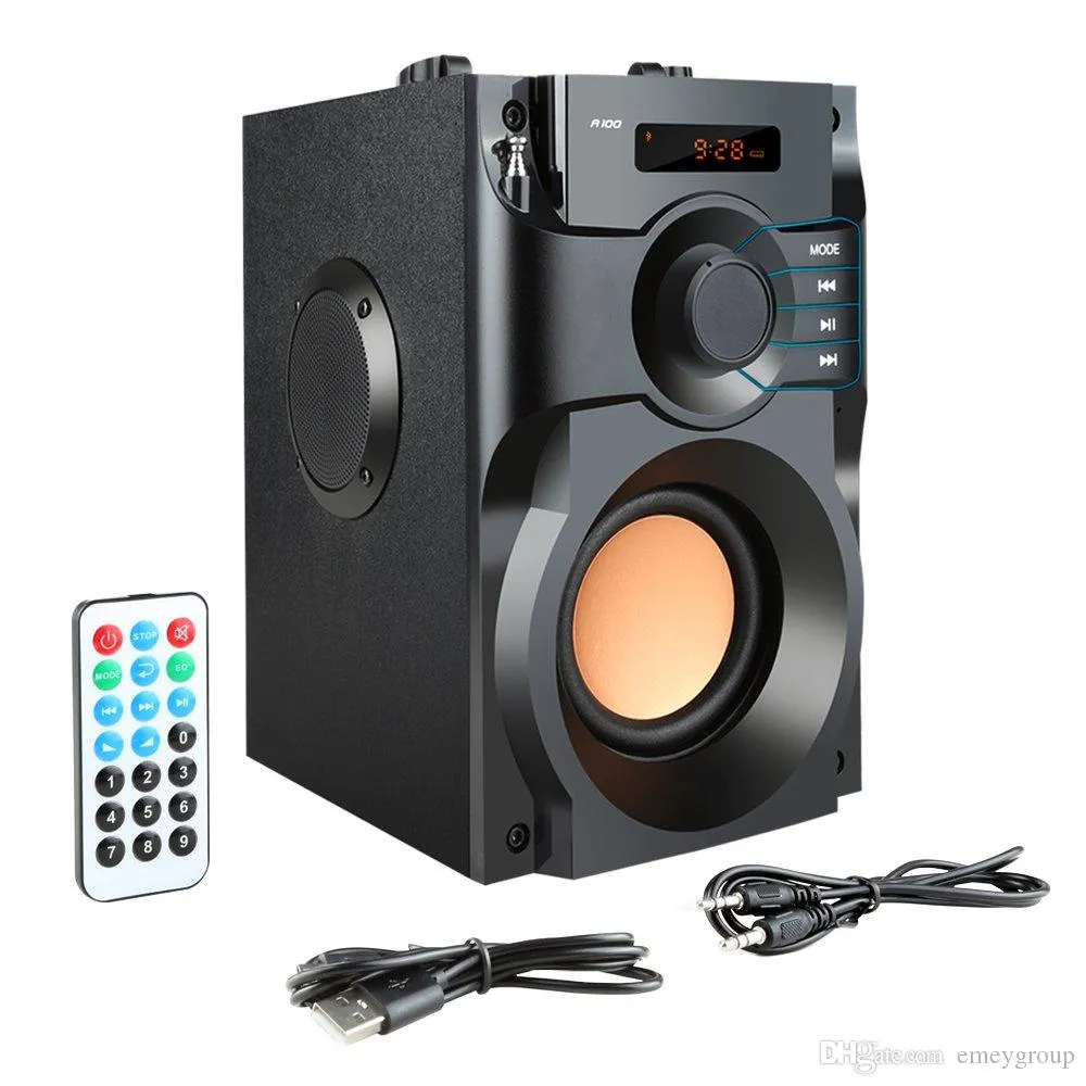 A100 большой мощности Bluetooth Speaker Wireless Stereo Сабвуфер Heavy Bass Динамики Аудиоплейер Поддержка ЖК-дисплей FM-радио TF
