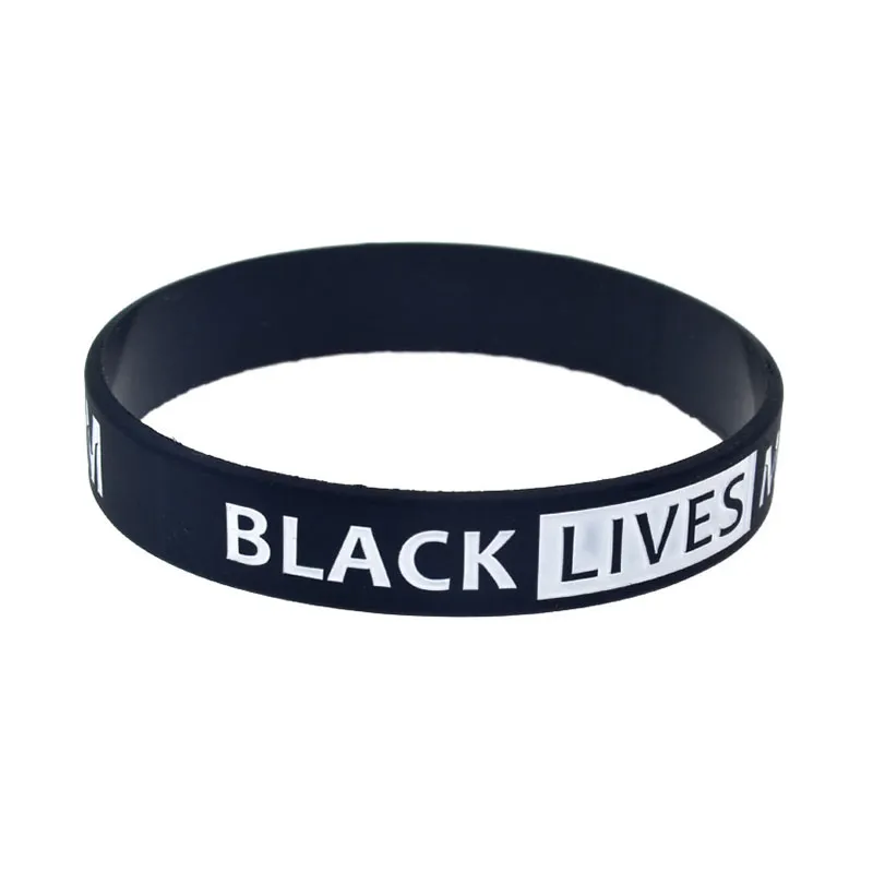 100pcs Oppose 종 차별 debossed 주먹 v debossed fist blm black lives promotion 선물을위한 실리콘 고무 팔찌