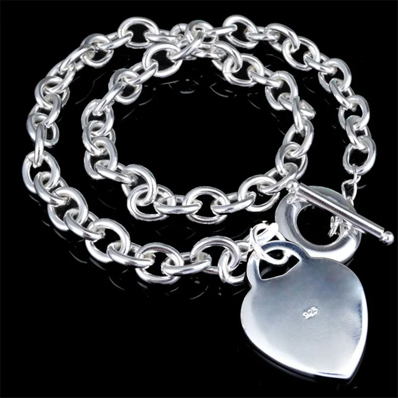 925 estampillé coeur forme collier marques en argent sterling lien chaîne collier pour femmes dames créateur de mode pendentif colliers bijoux cadeau