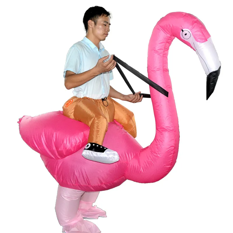 Halloween kostymjulblåsbara Flamingo Cosplay Klä upp Party Spoof Kostymer Prestationskläder för barn och vuxen