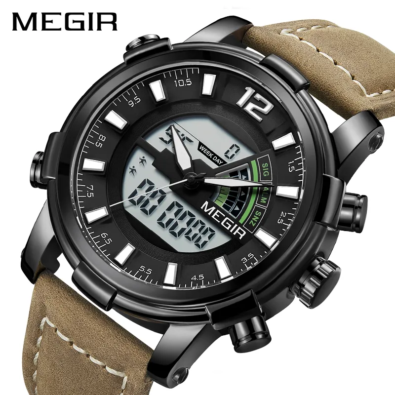 Orologio da uomo digitale con doppio display MEGIR Sport analogico al quarzo Orologi Relogio Masculino Reloj Hombre Esercito Militare Orologi da polso Hour294S