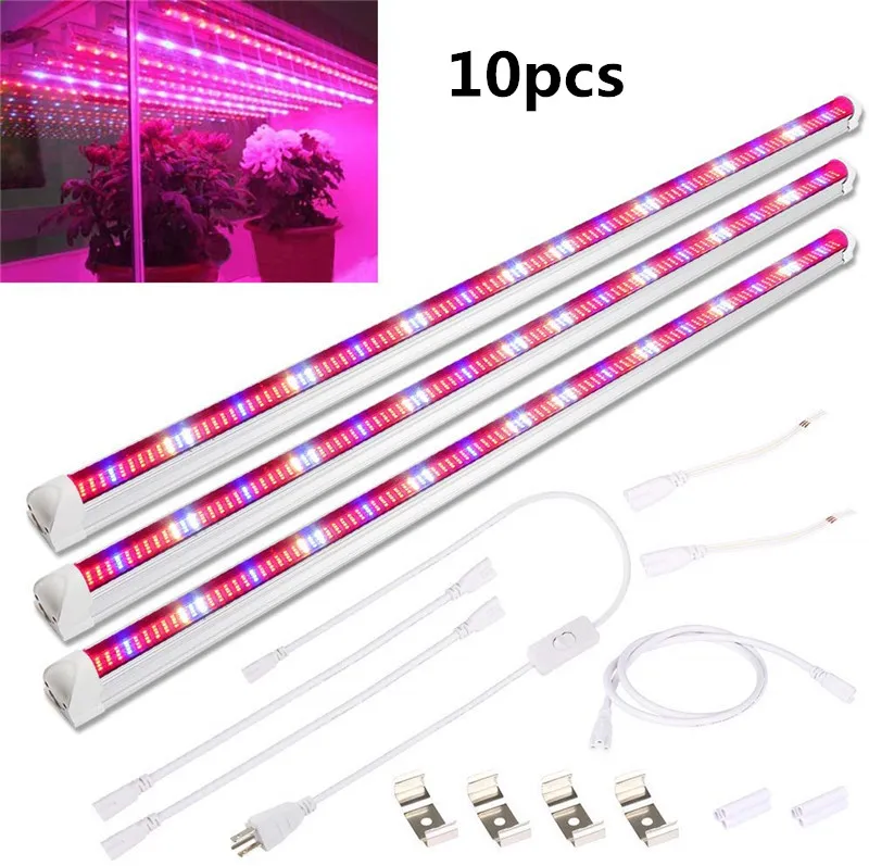 45W 60W 75W T8 Plant Grow Lamps Tube 3 Pack 3Ft Full Spectrum 448pcs LEDs Grow Lighting Bar Grow Strip for Indoor Plants