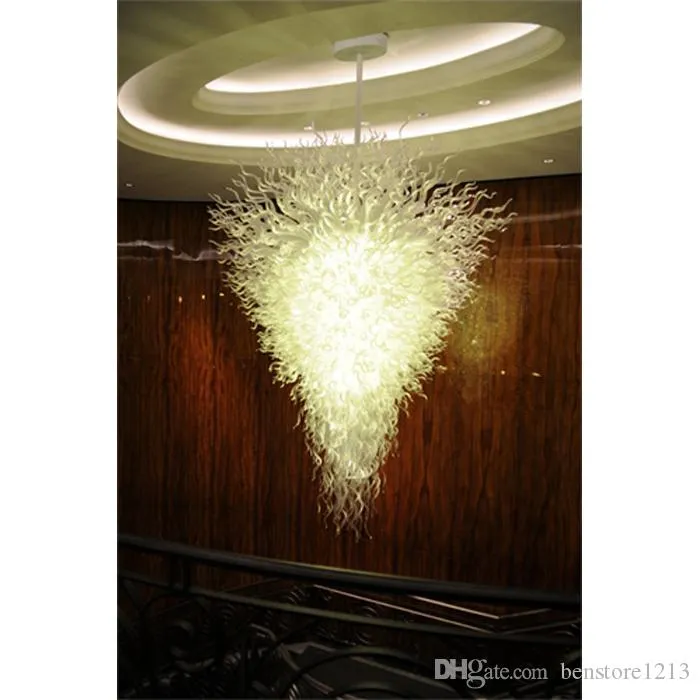 Witte kleur handgeblazen murano glas kroonluchter Italiaanse stijl kroonluchter grote hanglampen hot koop op maat gemaakt