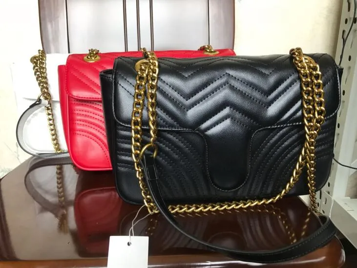 Top Alta Qualidade Mulheres Sacos de Ombro Clássico Pu Couro Marmont Estilo Coração 26cm Bolsas De Bolsas De Cadeia De Ouro Bolsas De Bolsas De Mensageiro 8849