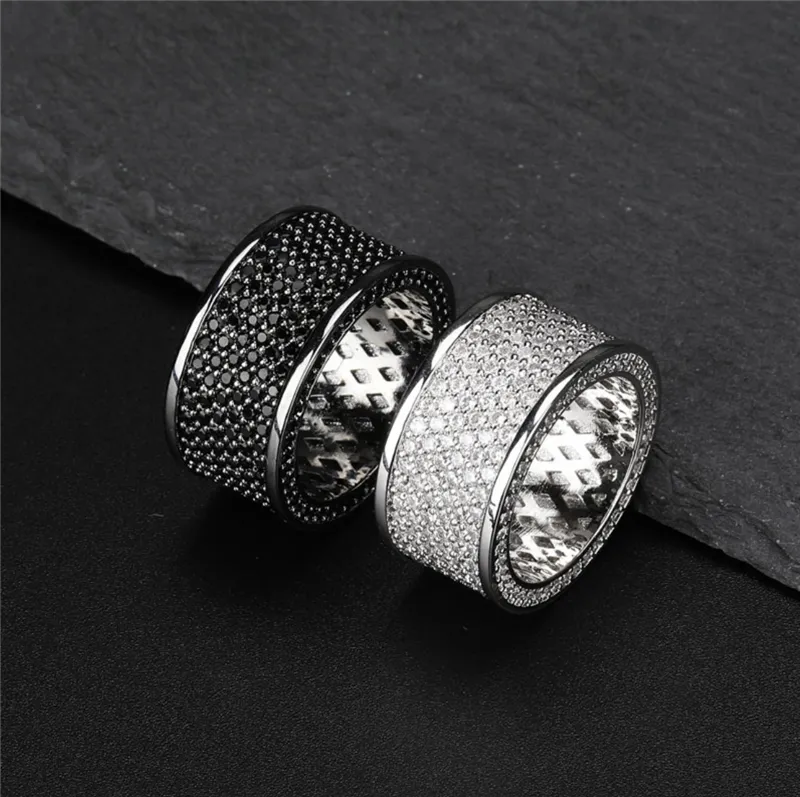 Unique Male Rapper Rings 18K White Gold Iced Out White and Black CZ Zircon Ring - Men's Hip Hop ...