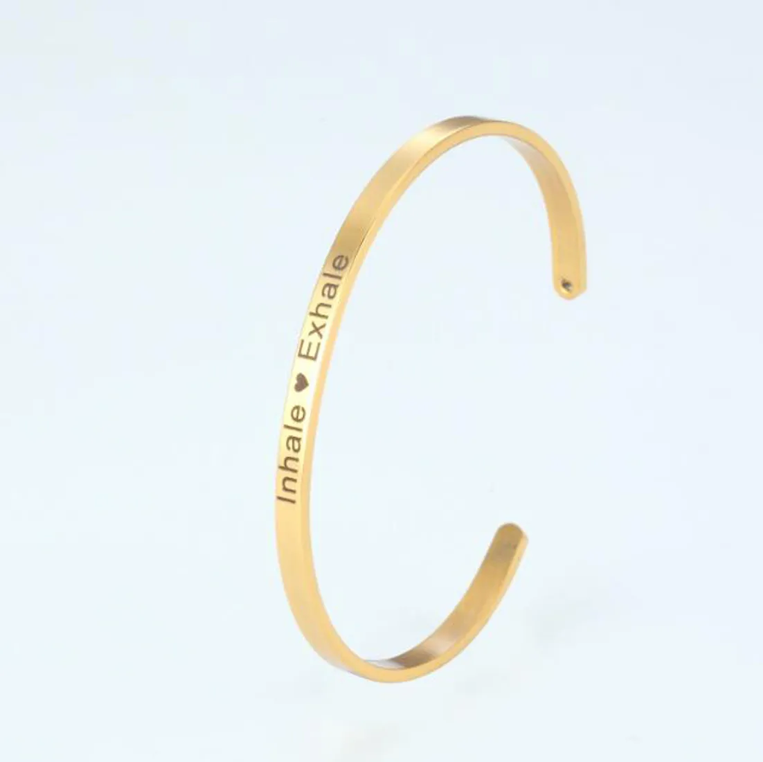 Pulseira de Aço Inoxidável Bangle Bangle Inale Exhale Presentes Românticos para Pulseiras Casal / Mulheres Melhor Presente