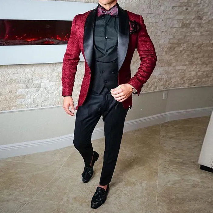 Terno Masculino MrSure 3 Peças - Slim Fit Borgonha - Casamento E Festas - Tamanho G