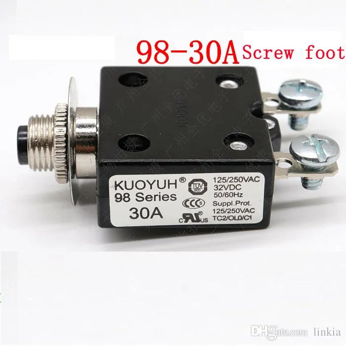 Disjuntores Taiwan KUOYUH Série 98-30A Protetor de sobrecorrente Interruptor de sobrecarga Pé de parafuso