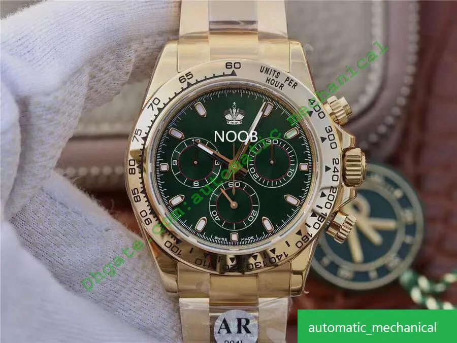 Ar Fashion 40mm quadrante verde 904l oro 18 carati placcato 7750 movimento meccanico automatico orologi funzione di cronometraggio orologi di design