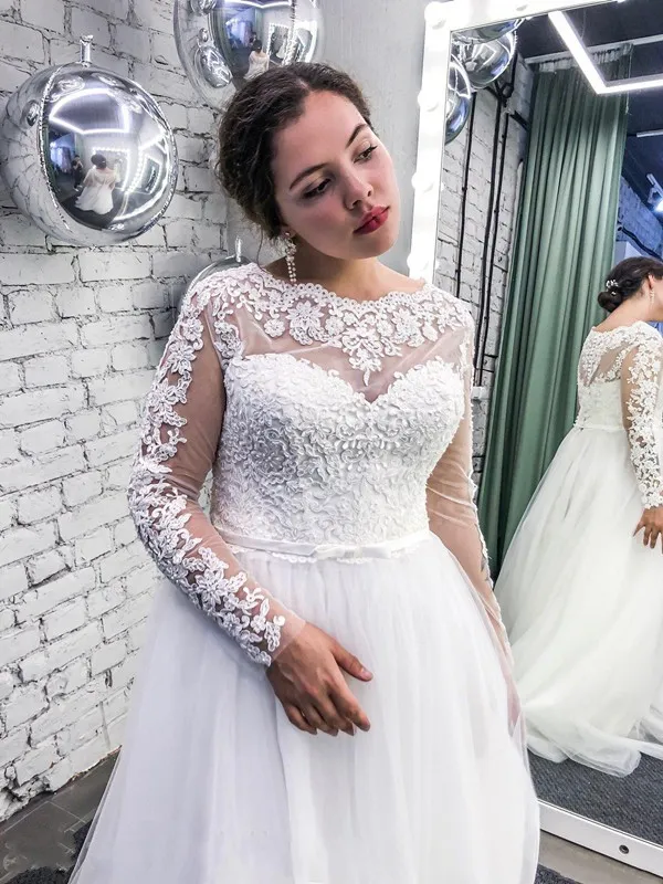 long sleeve plus size empire waist wedding dress Empire Plus Size Long Sleeve Wedding Dresses for sale