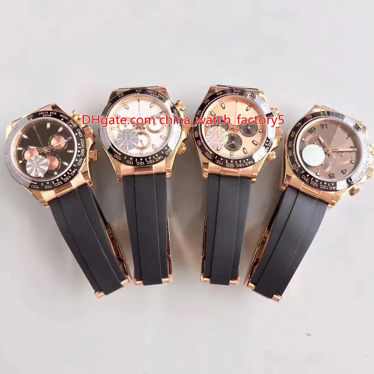 4 Style Meilleure Qualité 40mm Cosmograph 116515 116515LN Chronographe 18k Or Rose Céramique Suisse ETA 7750 Mouvement Automatique Montres Montres Pour Hommes