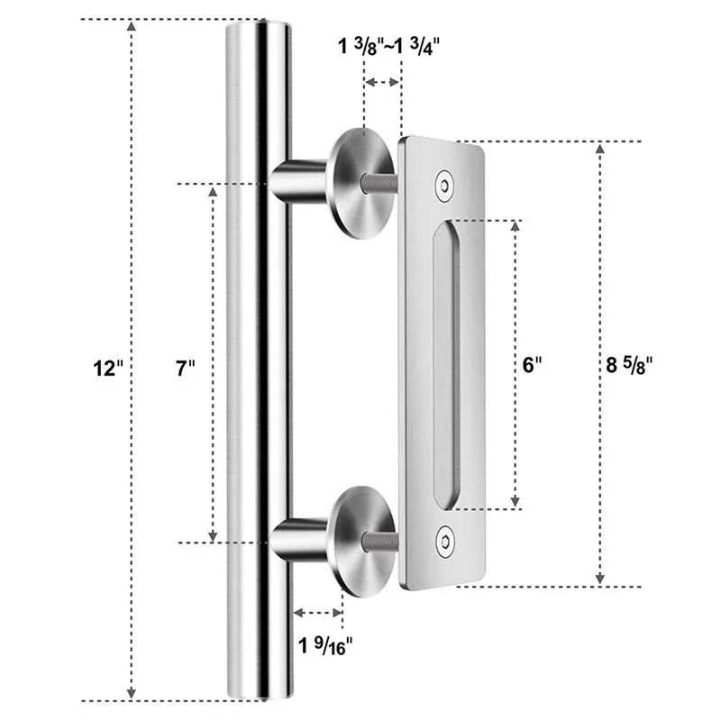 Freeshipping Sliding Doors Alpendres Aço Inoxidável 304 Porta de Correr Barn Pull cabo de madeira maçanetas maçaneta da porta para portas interiores Handle