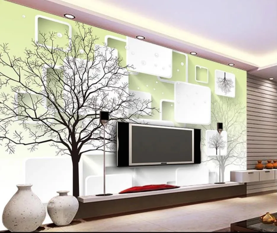  Papel Pintado 3D Abstracto Planta Fondos Para Dormitorio TV  Fondo Mural De Pared : Herramientas y Mejoras del Hogar