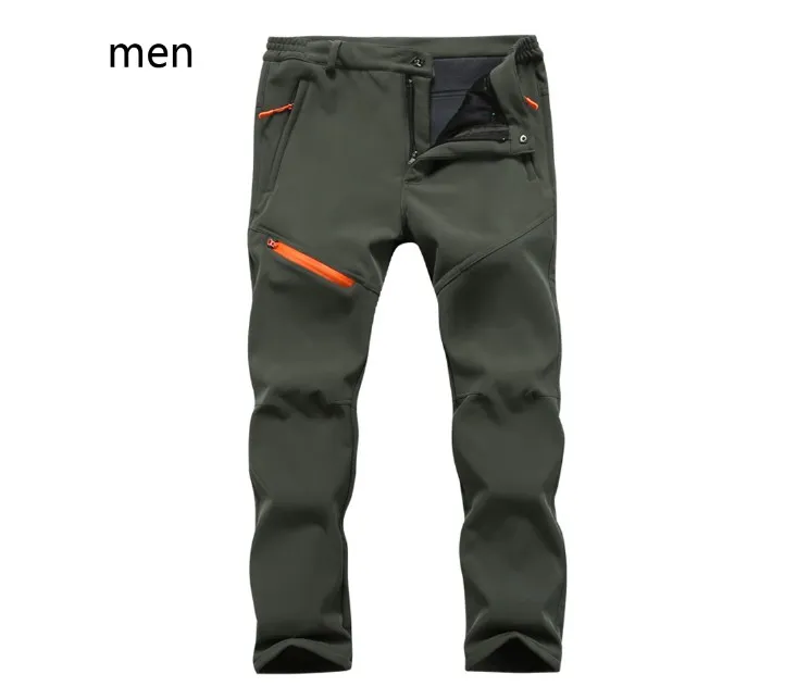 Men's Pants Men Sport Trousers Outdoor Skiing Fishing Softshell Hiking Pants Fleece Thick Warm Waterproof Autumn Winter Pants Women Z230728