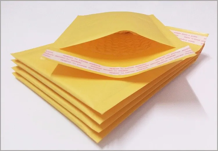 Yellow Kraft Bubble Mailers With Padded Envelopes 110x130mm Shipping