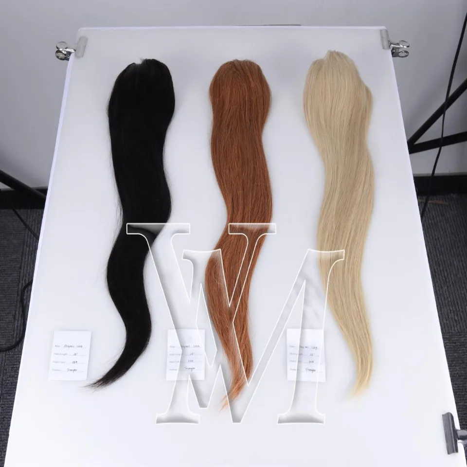 120g Soyeux Droit Non Transformé Vierge Queue de Cheval Humaine Trou Serré Naturel Cordon Prêle 613 Blonde Brun Couleur Extensions de Cheveux