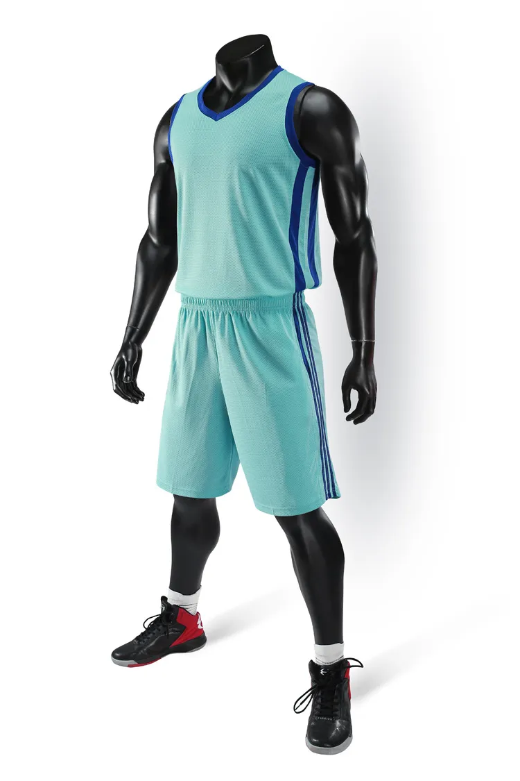 2019 Nouveaux maillots de basket-ball vierges logo imprimé Hommes taille S-XXL prix pas cher expédition rapide bonne qualité A006 BLEU CIEL SB001n