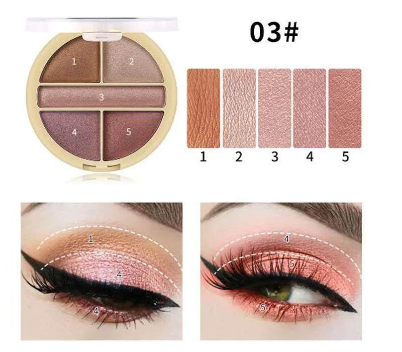 MISS ROSE Palette de fards à paupières 5 couleurs Matte Glitter Nude Eye Shadow Base Maquillage Cosmétique Nake Palettes d'ombres professionnelles