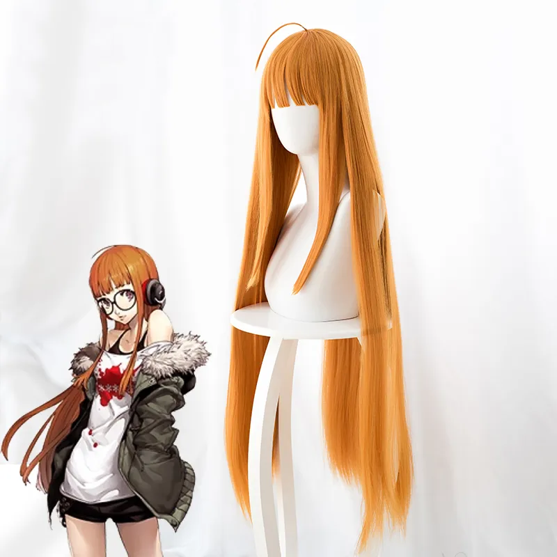 Persona 5 P5 Futaba Sakura Cosplay Perruque 90cm Longue Ligne Droite