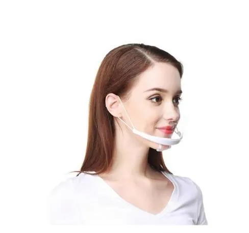 Transparent mask Mat och dryckeservice Hotel Chef Anti dimma Plastic Smile Anti Fog Kitchen Sanitetsmaskar Rapportera GD122