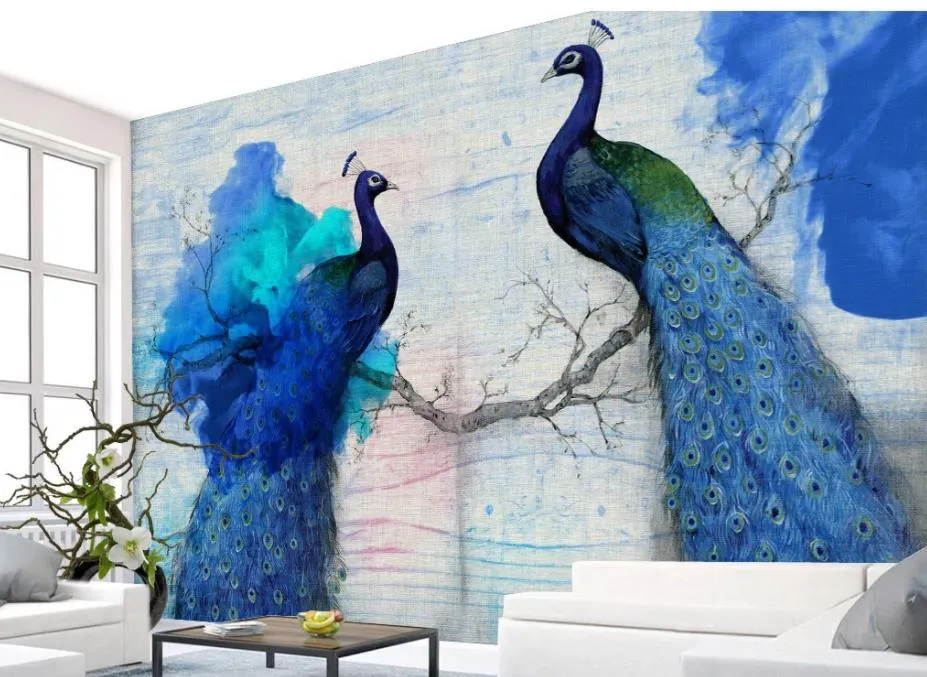 Oda Modern Tavus Yaşamak Için 3d Duvar Resimleri Duvar Kağıdı Mavi Oda Modern Tavus Yaşamak Için 3d Duvar Resimleri Duvar Kağıdı Mavi