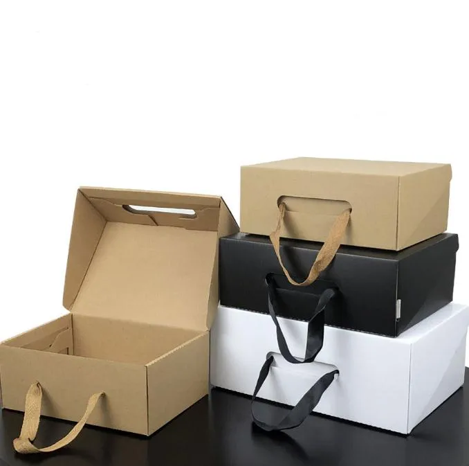Confezione da regalo di carta kraft ecologica Black / Brown Box Pieghevole scatola di imballaggio in cartone adatto per scarpe da abbigliamento SN877