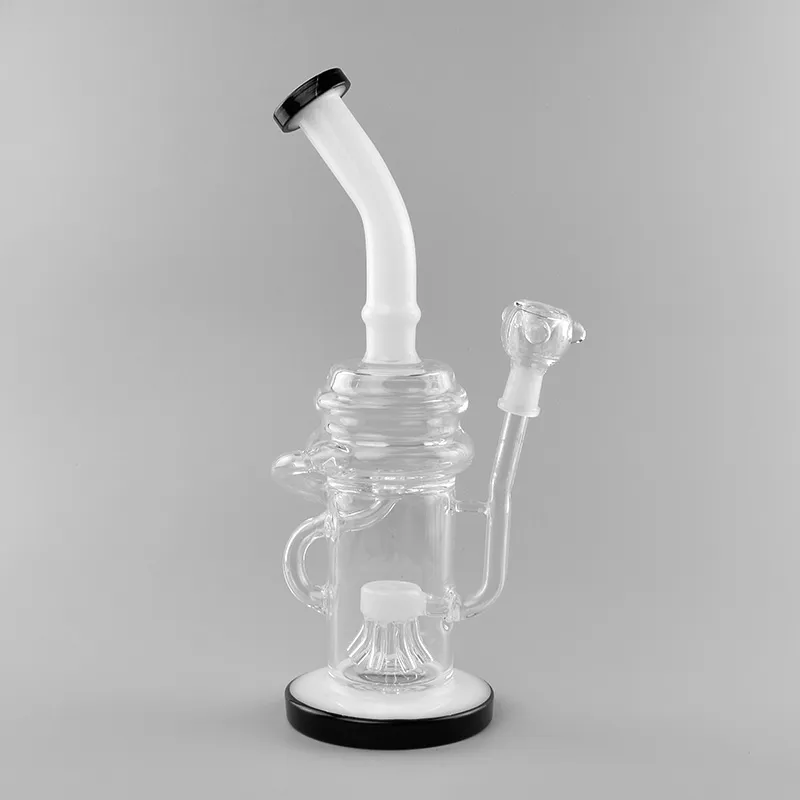 Top quality 12 inches glass bong oil rig recycler filter glass water pipe with 14mm male joint