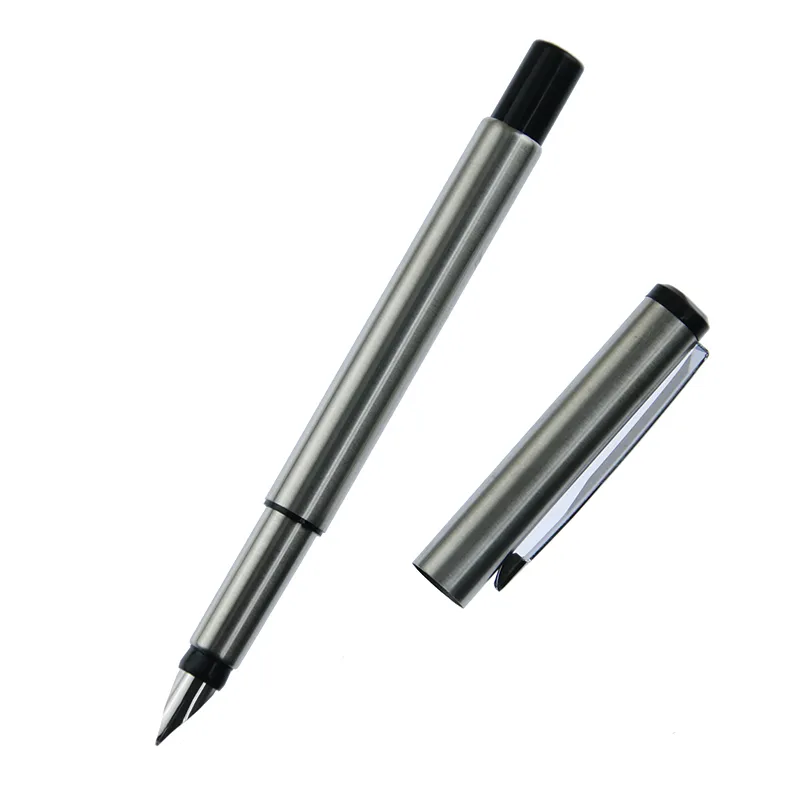 Penna stilografica vettoriale in metallo argento Pennino da 0,5 mm Penne con corpo in metallo pieno Regalo aziendale Scrittura Calligrafia Forniture per ufficio