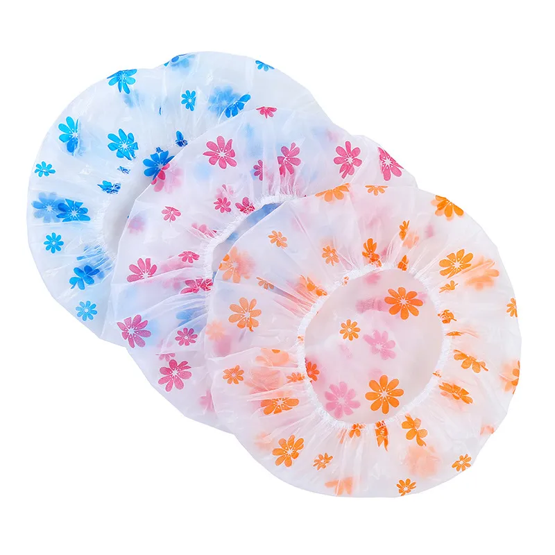 Wynośna Koronka Elastyczny Zespół Kąpiel Włosy Czapki Anti-Fume Hat Cute Flower Wodoodporna Kapelusz Prysznic Kobiety Cartoon PVC Wash Wash Hair Cover WCW790