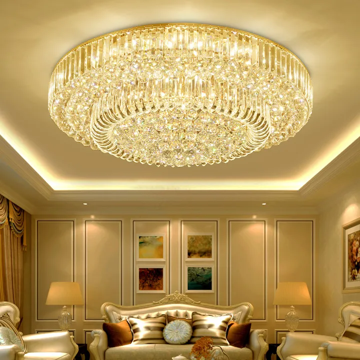 LED -licht Moderne kristallen plafondlampen Fixature 3 witte kleur dimbare ronde plafondlamp met externe controller hotel huis binnenverlichting