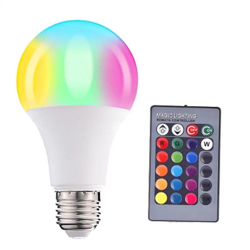 Hot LED Kleurveranderende Afstandsbediening Lamp Lamp LED Kleurrijke RGB Kleur Gloeilamp Plastic Geklas Aluminium Slimme Bulb