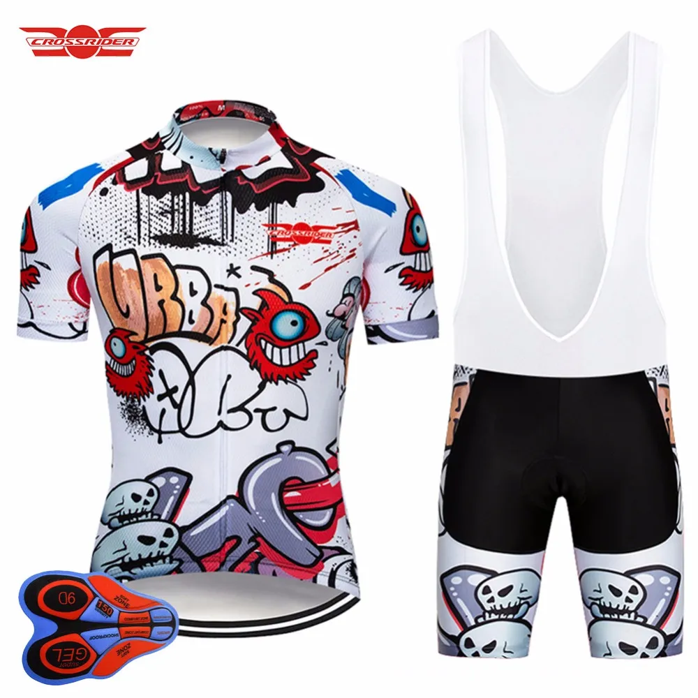 Crossrider 2019 Rolig Cykling Short Jersey 9D BIB Set MTB Bike Kläder Andningsbara Cykelkläder Mäns Maillot Culotte