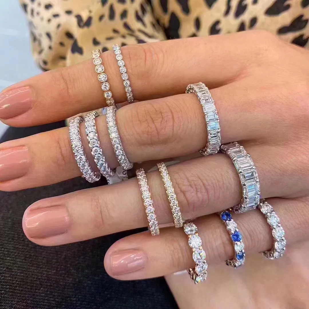 2020 Funkelnder Schmuck Sterling Silber Weißer Topas CZ Diamant Edelsteine Versprechen Frauen Hochzeit Verlobungsband Ring für Liebhaber Geschenk