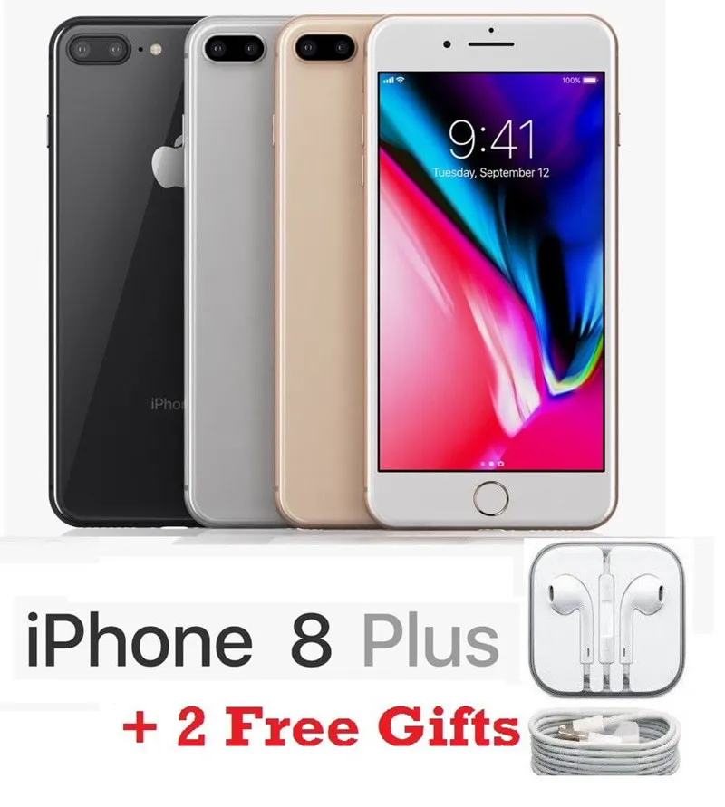 Apple iPhone 8 Artı Fabrika Unlocked Smartphone 64GB 256GB İki Kamera 4G LTE 5.5" Dört Çekirdekli Yenilenmiş Phone 8 Artı